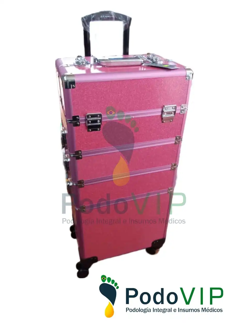 Maleta XXL 4 Compartimientos Rosa Perlada